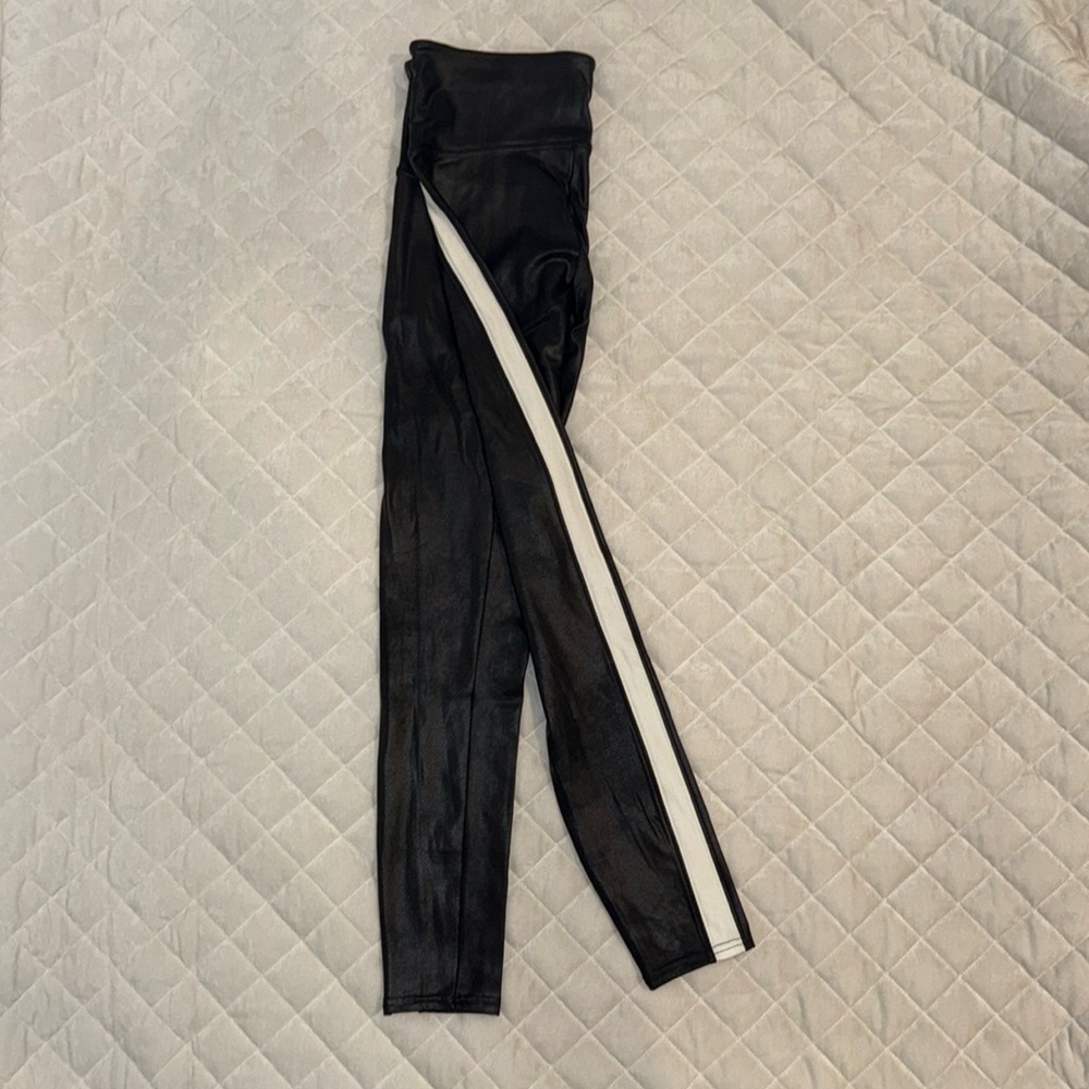 Spanx Tuxedo Stripe Faux Leather Leggings, large